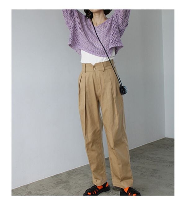 GeeRA（ジーラ）の「ハイウエストタックデザインチノパンツ（フルレングスパンツ）」｜詳細画像