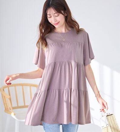 alotta（アロッタ）の「楽に可愛く！ふんわり綿混ティアードチュニック（チュニック）」