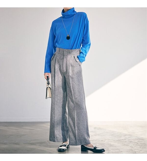 RANAN（ラナン）の「ボタンデザインハイウエストワイドパンツ（フルレングスパンツ）」｜詳細画像