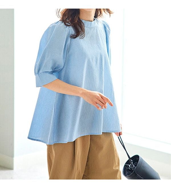 BELLUNA（ベルーナ）の「綿１００％サラポコバックリボンブラウス（ブラウス）」｜詳細画像