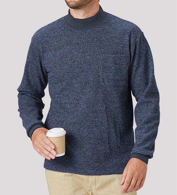「＜コムルヴァン・オム＞この時期に嬉しい！裏起毛ワッフルハイネック（メンズカットソー）」｜詳細画像
