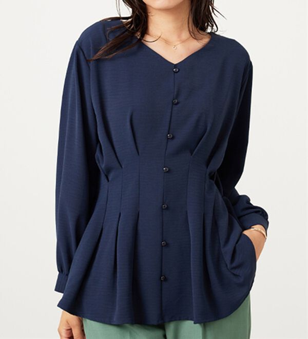 BELLUNA（ベルーナ）の「【接触冷感/UV対策】機能付！ウエストタックブラウス（ブラウス）」｜詳細画像