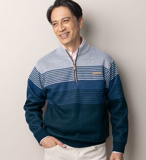 「洗えるパネル柄裏フリースセーター（メンズニット・セーター）」｜詳細画像