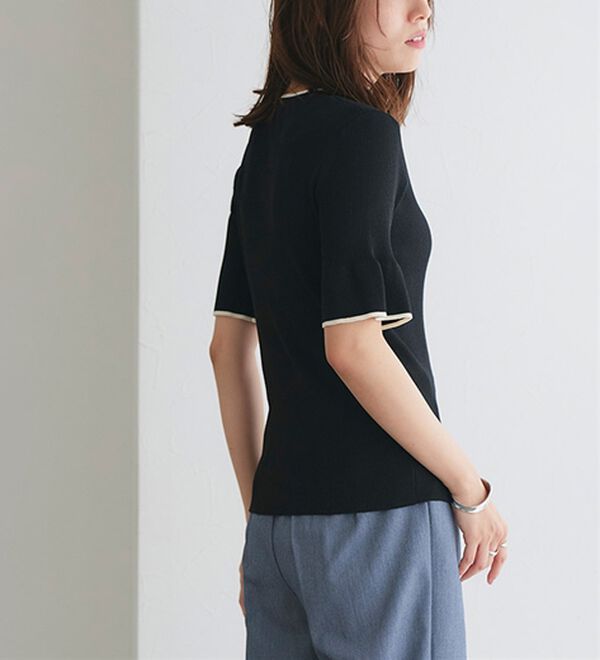 Pierrot（ピエロ）の「【接触冷感】配色デザインフレアニット（ニット・セーター）」｜詳細画像