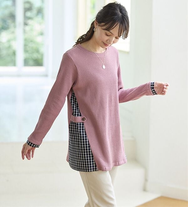 BELLUNA（ベルーナ）の「異素材重ね着風チュニック（チュニック）」｜詳細画像