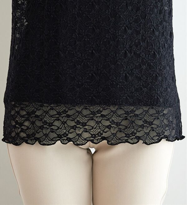 BELLUNA（ベルーナ）の「【重ね着にぴったり♪】のびやかレース素材メロー使いインナー（カットソー）」｜詳細画像