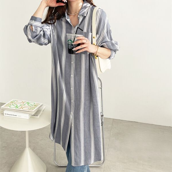 GeeRA（ジーラ）の「スリット入りロングシャツワンピース（シャツワンピース）」｜詳細画像