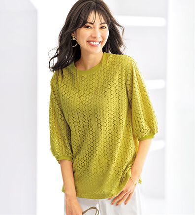 BELLUNA（ベルーナ）の「ストレッチレース使い美人顔プルオーバー（カットソー）」