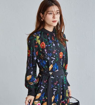 RANAN（ラナン）の「配色ボタニカルシャツワンピース（シャツワンピース）」