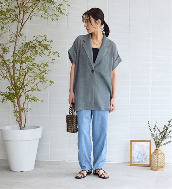 BELLUNA（ベルーナ）の「レーヨン麻入りゆったりワイドパンツ（フルレングスパンツ）」｜詳細画像