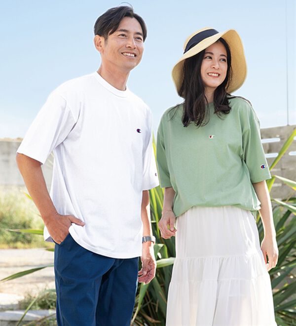 チャンピオン＞綿100％リラックスフィット5分袖Tシャツ