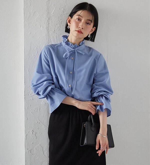 RANAN（ラナン）の「プチフリルリボン付きブラウス（ブラウス）」｜詳細画像