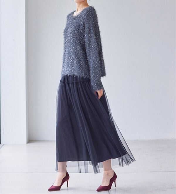 RANAN（ラナン）の「ふわっと可愛いフリルギャザーチュールスカート（ロングスカート）」｜詳細画像