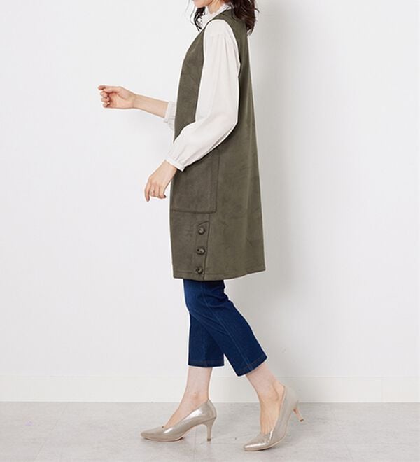 BELLUNA（ベルーナ）の「スエード調サイドボタンジャンパードレス（ジャンパースカート）」｜詳細画像