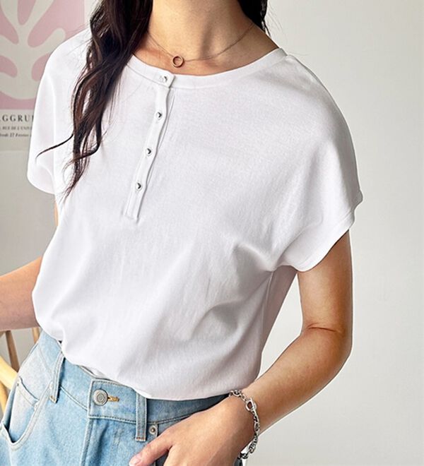 GeeRA（ジーラ）の「綿１００％前後２ＷＡＹシルケットフレンチスリーブカットソー（Tシャツ）」｜オフホワイト