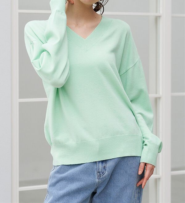 RANAN（ラナン）の「もちもちベーシックニット（Vネック・ハイネック）（ニット・セーター）」｜詳細画像