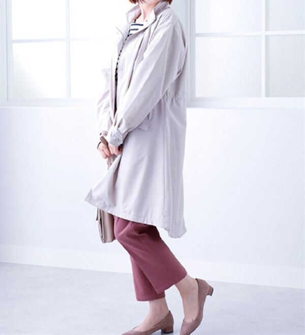 BELLUNA（ベルーナ）の「裏フリース素材スタンド衿ロング丈ブルゾン（ロングコート）」｜詳細画像