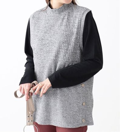 BELLUNA（ベルーナ）の「杢調テレコ素材裾ボタンアンサンブル（アンサンブル）」