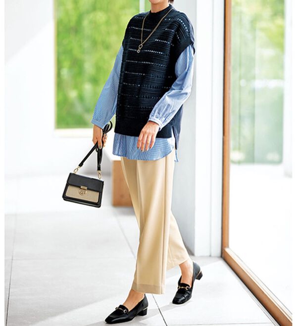 BELLUNA（ベルーナ）の「サマ見え！タック使いワイドパンツ（ワイドパンツ・ガウチョ）」｜詳細画像