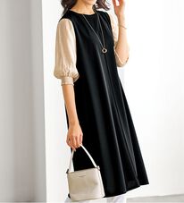 BELLUNA（ベルーナ）の「袖切替デザインシャーリングワンピース（その他ワンピース）」