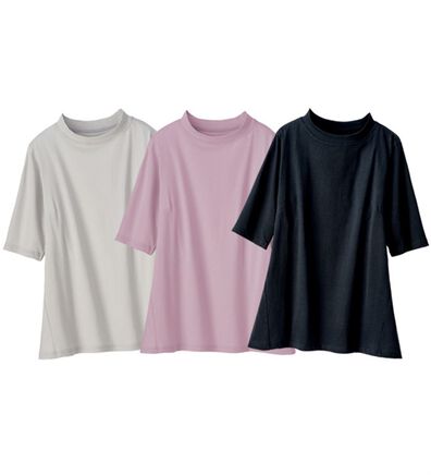 「【３色組】綿１００％サイド切替スタンド衿Ｔシャツ（カットソー）」