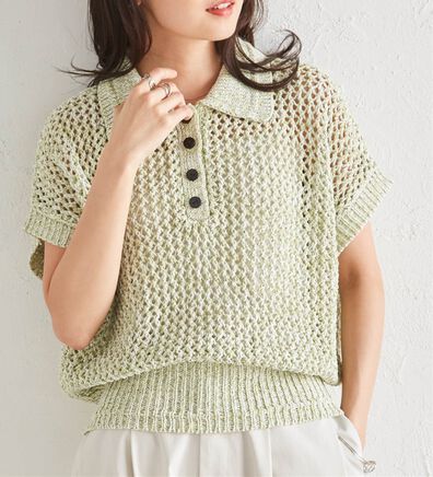 RANAN（ラナン）の「クロシェメッシュポロニット（ニット・セーター）」