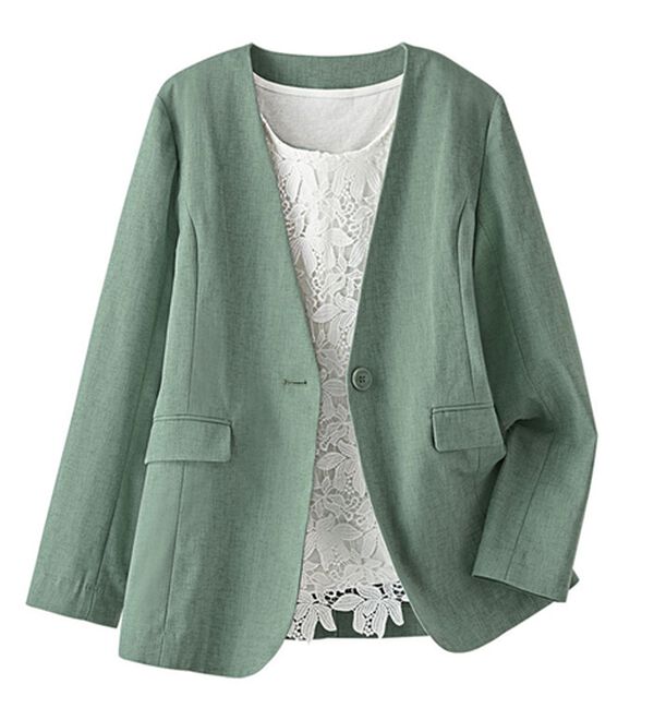 BELLUNA（ベルーナ）の「カジュアルコーデにきちんと感を！ノーカラージャケット（ノーカラージャケット）」｜詳細画像