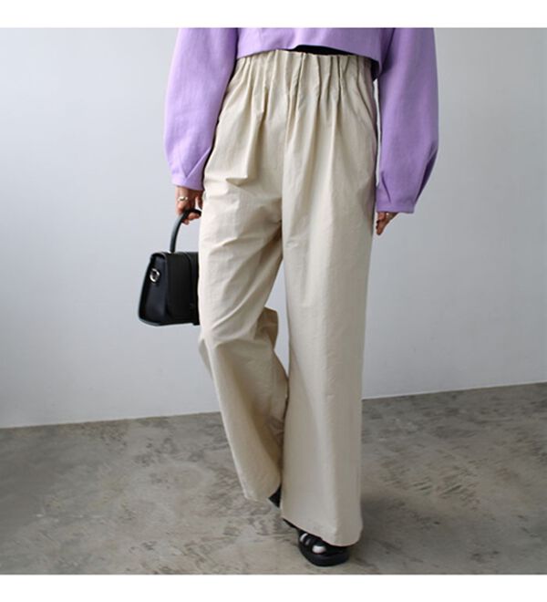 GeeRA（ジーラ）の「タックデザインストレートワイドパンツ（フルレングスパンツ）」｜詳細画像