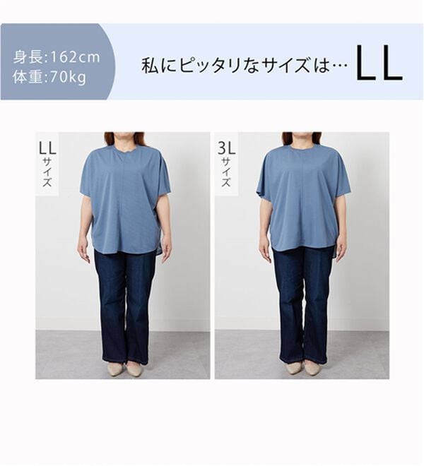 BELLUNA（ベルーナ）の「【接触冷感】Ｔシャツ感覚なのにきちんとブラウス見え！半袖プルオーバー（カットソー）」｜詳細画像