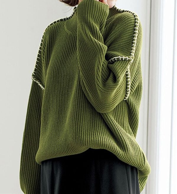 BELLUNA（ベルーナ）の「ゆるっと着映えるハンドステッチセーター（ニット・セーター）」｜詳細画像