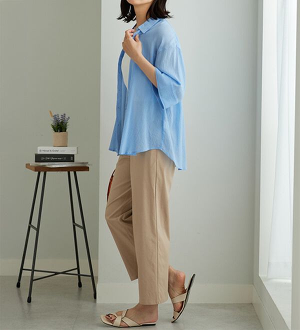 BELLUNA（ベルーナ）の「のびのびストレッチ美脚ストレートパンツ（ワイドパンツ・ガウチョ）」｜詳細画像