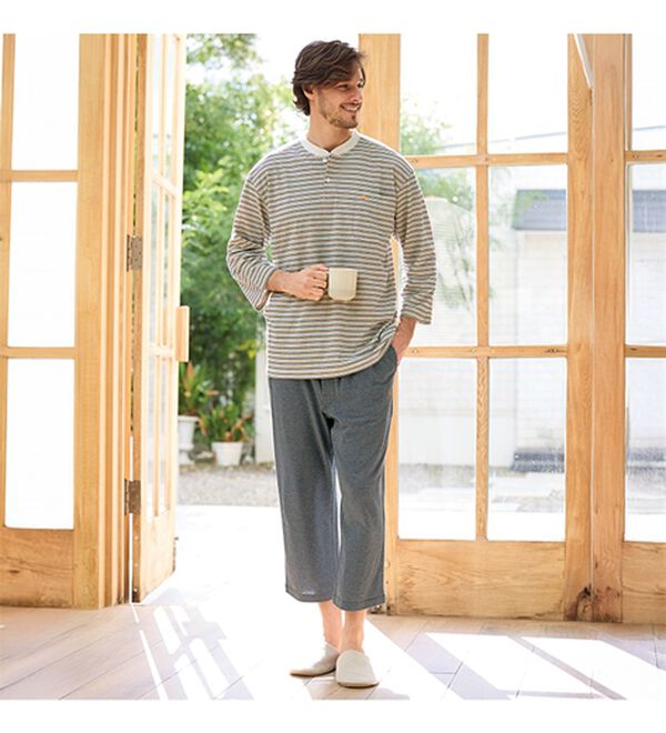 「【２着組】＜アーノルド　パーマー＞綿１００％８分袖快適パジャマ（メンズルームウェア）」｜詳細画像