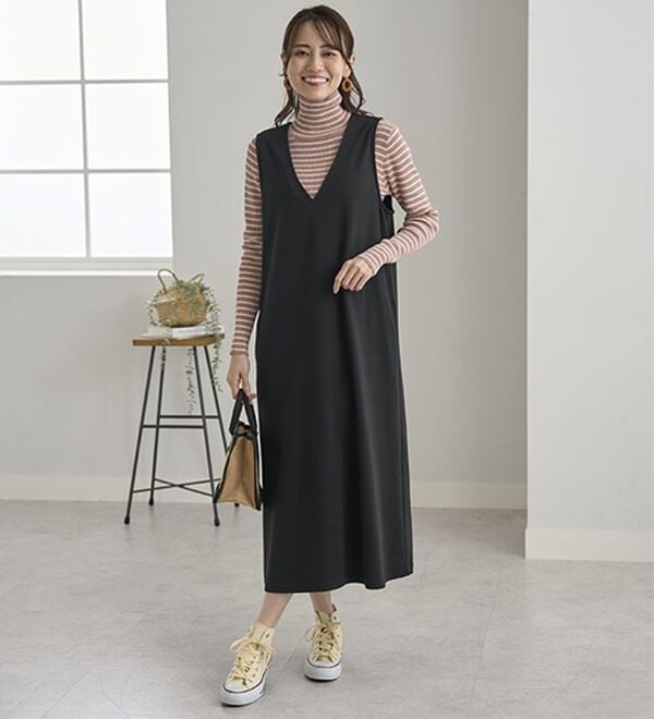 BELLUNA（ベルーナ）の「＜＆ｃｏｃｏｃｈｉ＞ハピネスコットン100％&times;吸湿発熱リブタートルニット（ニット・セーター）」｜詳細画像