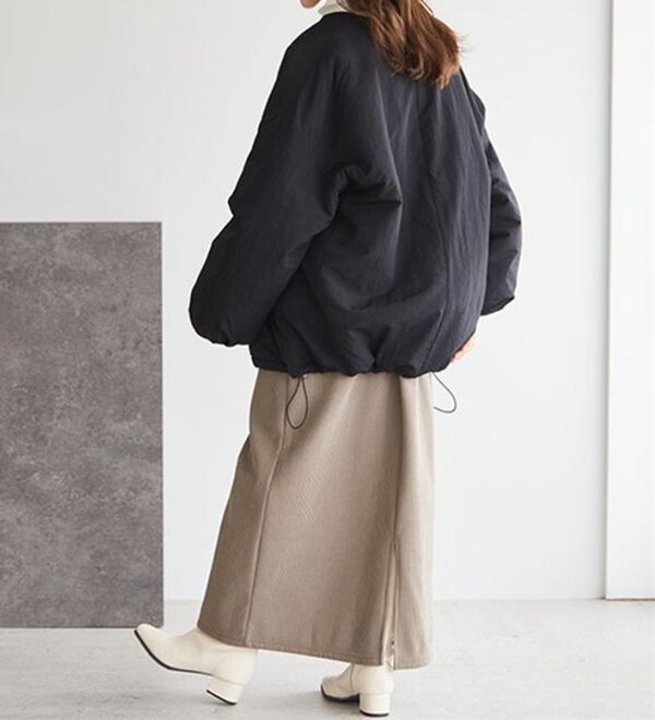 RANAN（ラナン）の「ノーカラーオーバーサイズ中わたブルゾン（ハーフコート）」｜詳細画像
