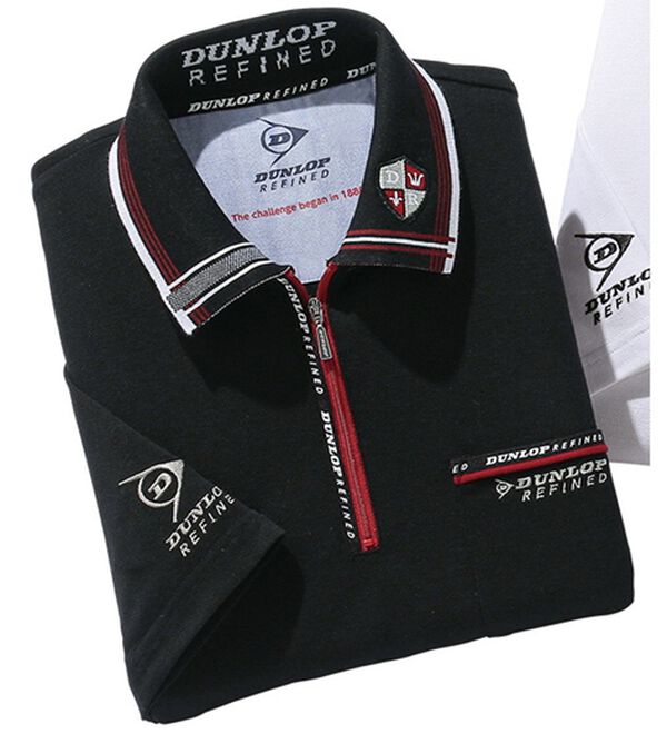 「＜ダンロップ・リファインド＞スポーティライン５分袖ポロシャツ（メンズポロシャツ）」｜ブラック