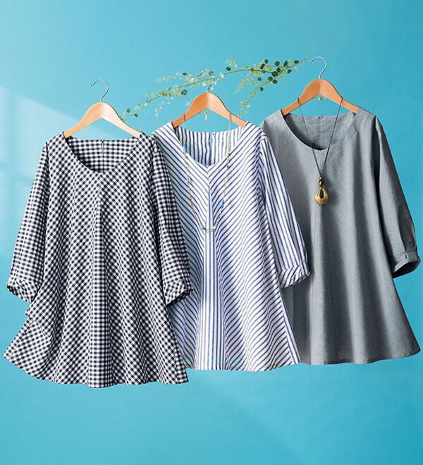 ルフラン（ルフラン）の「【３色組】切替デザインフレアーチュニック＜ラネール＞（チュニック）」｜詳細画像