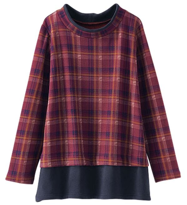 BELLUNA（ベルーナ）の「まるで着る毛布！静電防止付裏ファー重ね着風プルオーバー（カットソー）」｜詳細画像