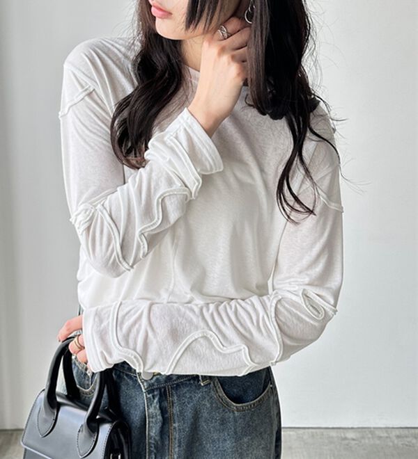 GeeRA（ジーラ）の「コード刺繍スラブシアーカットソー（カットソー）」｜詳細画像