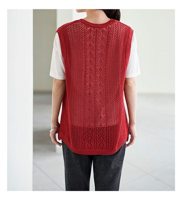 BELLUNA（ベルーナ）の「透かし編みが涼し気なニットベスト（ベスト）」｜詳細画像