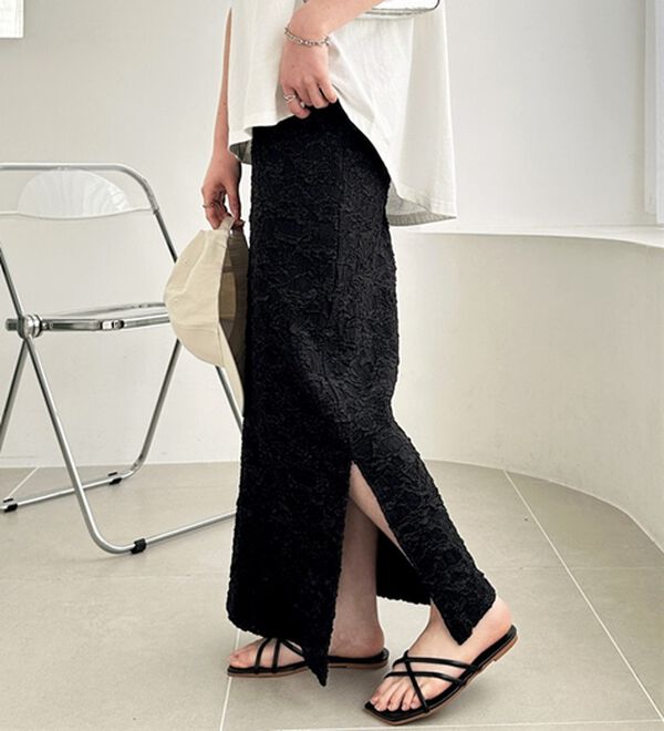 GeeRA（ジーラ）の「スリットジャカードスカート（ロングスカート）」｜詳細画像