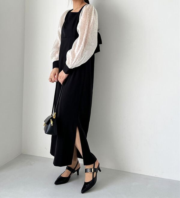 GeeRA（ジーラ）の「【オケージョン】バックリボンシアードット切替ワンピース（その他ワンピース）」｜詳細画像