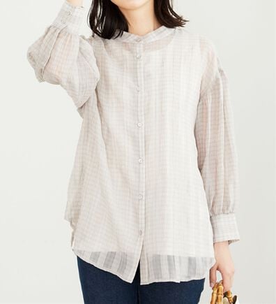 BELLUNA（ベルーナ）の「シアーチェック素材シャツチュニック（チュニック）」