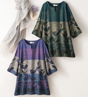 ルフラン（ルフラン）の「パネル柄プルオーバー＜彩紡ぎ（いろつむぎ）＞（カットソー）」｜2色組