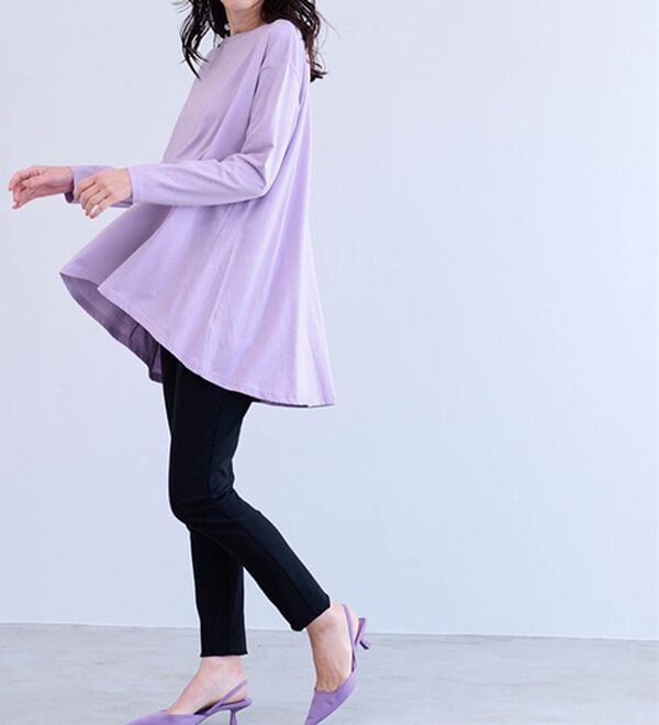 RANAN（ラナン）の「＜ＢＣ＞綿１００％ひんやりフレアーシルエットチュニック（カットソー）」｜詳細画像