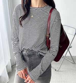 GeeRA（ジーラ）の「着回し自在！スラブシアートップス（カットソー）」｜白黒ボーダー