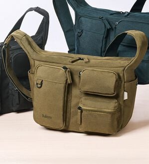 「鞄屋がこだわって作ったクロスボディショルダー（メンズボディバッグ・ウエストポーチ）」｜オリーブ