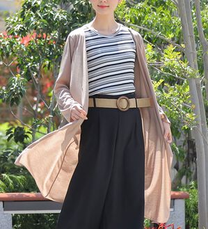 A HAPPY MARILYN（アハッピーマリリン）の「【Ｍ～８Ｌ】サイズ追加！！ＵＶカット 長袖 トッパー カーディガン（ニットカーディガン）」｜モカ