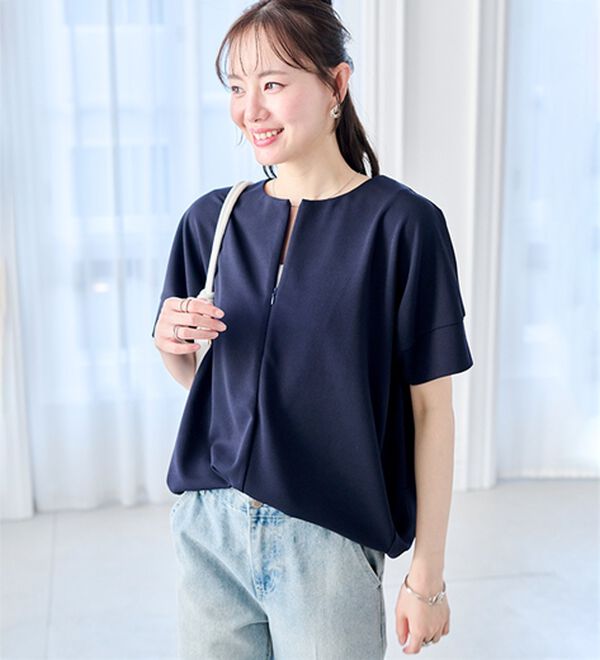 RANAN（ラナン）の「【4つの機能付】ひんやりハーフジップコクーンチュニック（チュニック）」｜詳細画像