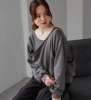 RANAN（ラナン）の「レイヤードデザインスウェット（トレーナー・スウェット）」｜チャコール