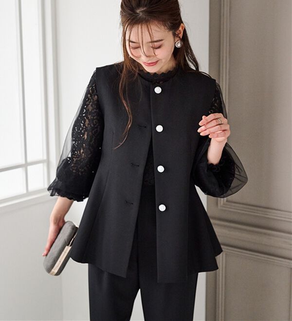 RANAN（ラナン）の「【２点セット】防シワ！ペプラムベストセットアップ（パンツスーツ）」｜詳細画像